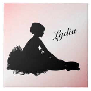 Weary Ballerina Personalised w Name Pink Ceramic Tile