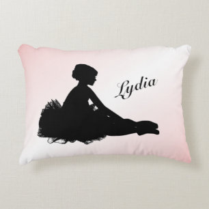 Weary Ballerina Personalised w Name Pink Decorative Cushion
