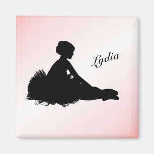 Weary Ballerina Personalised w Name Pink Magnet