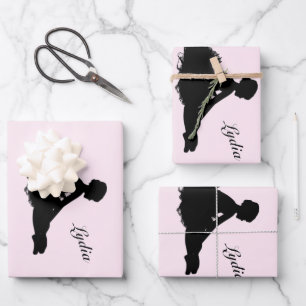 Weary Ballerina Personalised w Name Pink Wrapping Paper Sheet