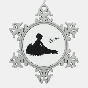 Weary Ballerina Personalised w Name Snowflake Pewter Christmas Ornament