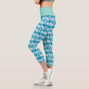 Weasel & Baboon Blue Character Pattern Capri Leggings