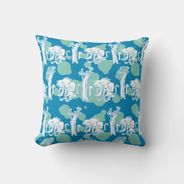 Weasel & Baboon Blue Character Pattern Cushion (Front)