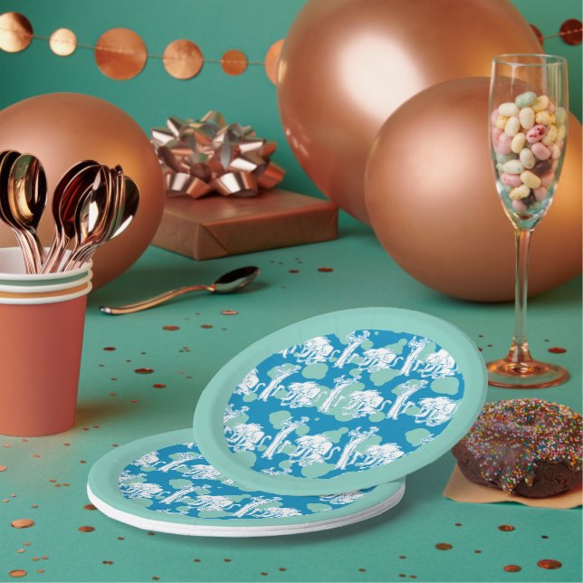 Weasel & Baboon Blue Character Pattern Paper Plate (Multi)