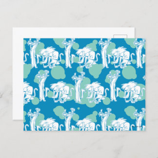 Weasel & Baboon Blue Character Pattern Postcard