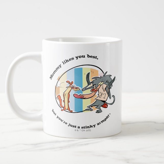 Weasel & Baboon "Mommy Likes You Best" Large Coffee Mug (Left)
