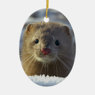 weasel ceramic ornament
