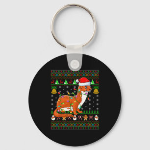 Weasel Christmas Lights Funny Santa Ugly Sweaters  Key Ring