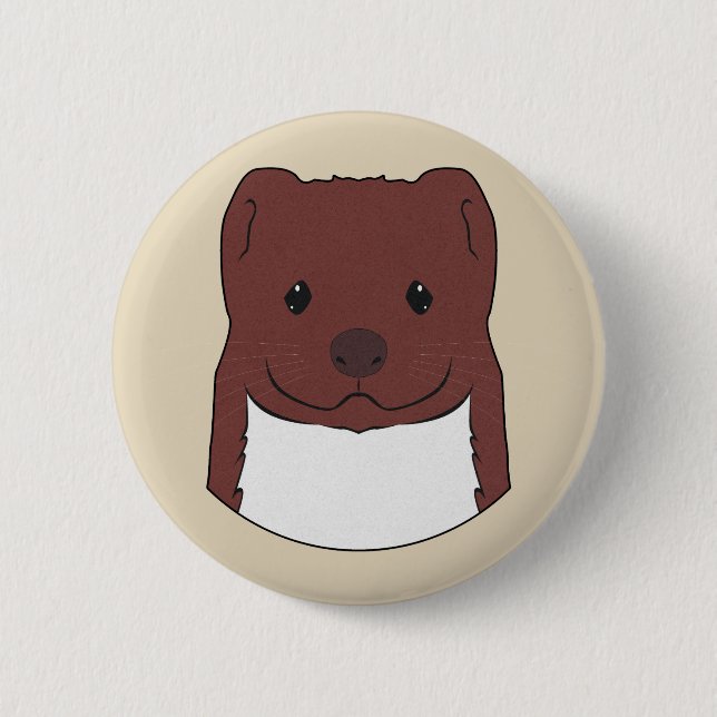 Weasel Face 6 Cm Round Badge (Front)