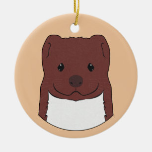 Weasel Face Ceramic Ornament