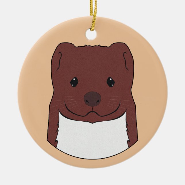 Weasel Face Ceramic Ornament (Front)