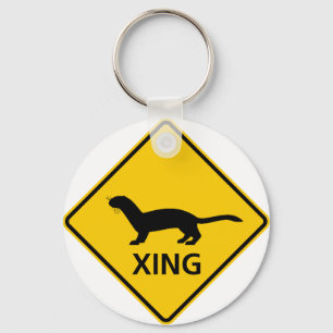 Weasel / Ferret Crossing Highway Sign Key Ring