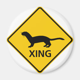 Weasel / Ferret Crossing Highway Sign Magnet