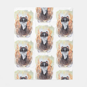 Weasel Magic Humour Totem Harmony Watercolor Mysti Fleece Blanket