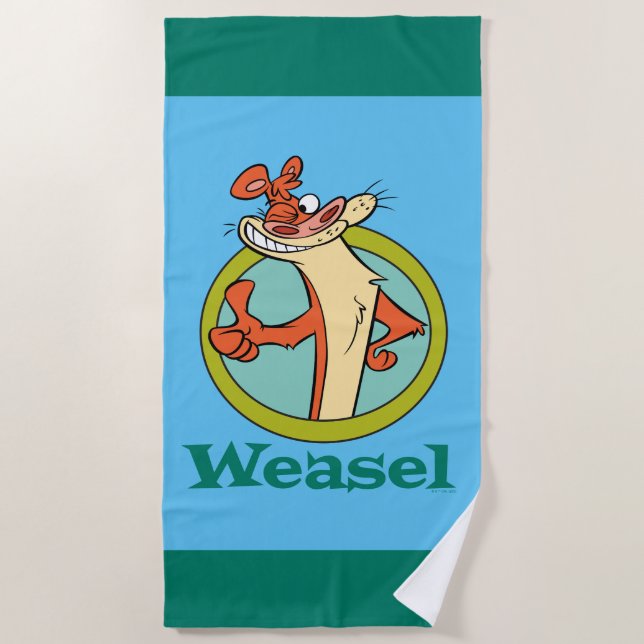 Weasel Thumbs Up Character Graphic Beach Towel (Front)