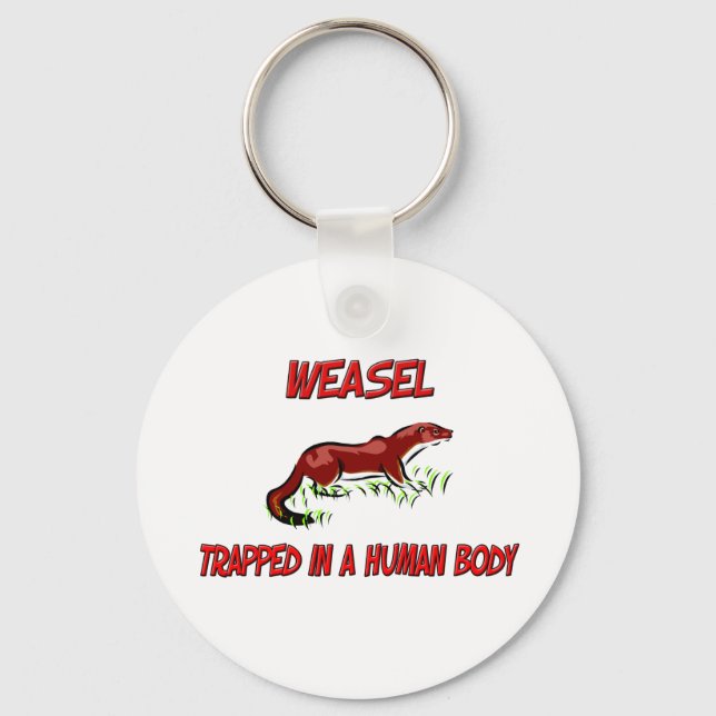 Weasel trapped in a human body key ring (Front)
