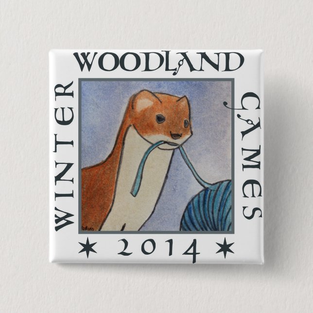 weasel winter woodland games 2014 15 cm square badge (Front)