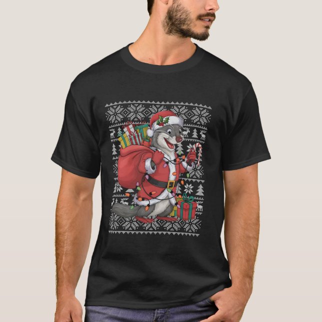 Weasel Xmas Sweater Style Ugly Santa Weasel Christ (Front)