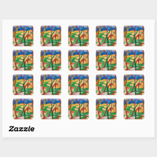 Weasels at Play by Franz Marc Square Sticker