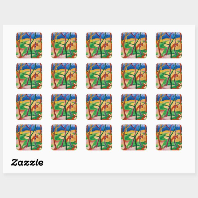 Weasels at Play by Franz Marc Square Sticker (Sheet)