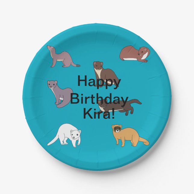 Weasels Birthday Paper Plate (Front)
