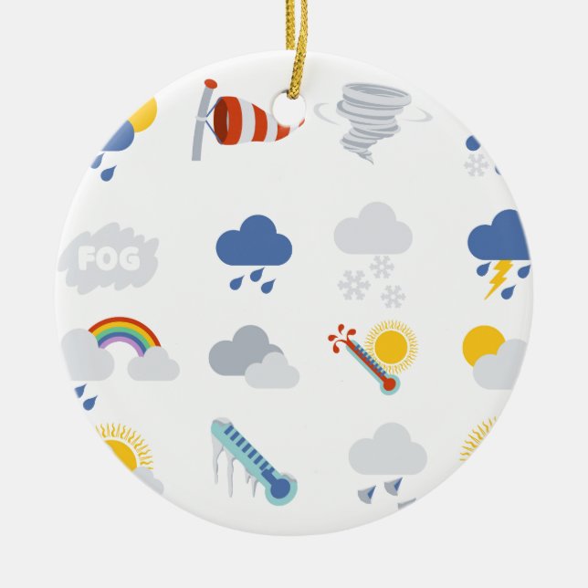 Weather Icons Ceramic Tree Decoration (Front)