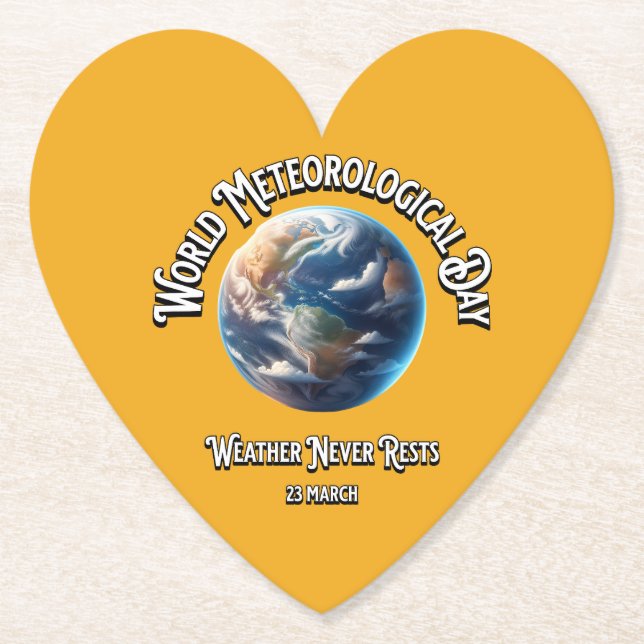 Weather Never Rests. World Meteorological Day. Paper Coaster (Front)