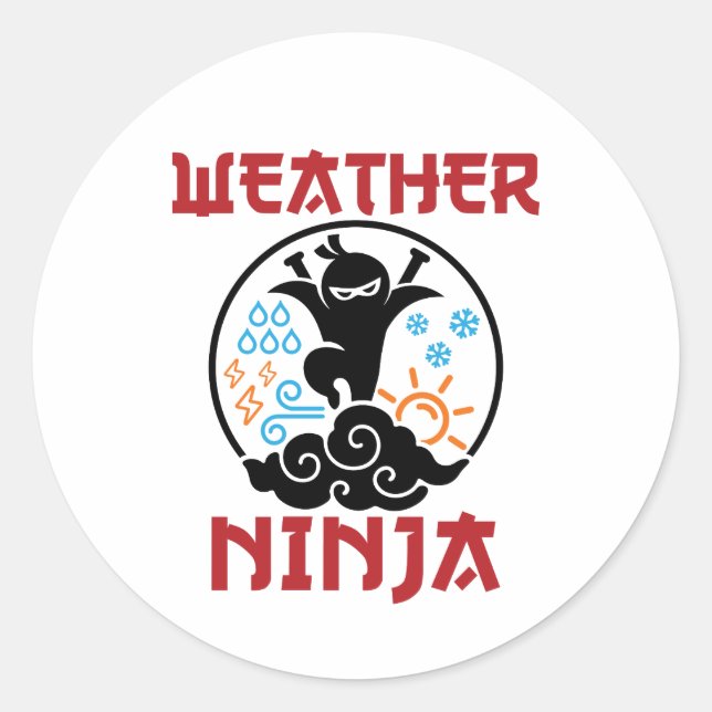 Weather Ninja Meteorologist Meteorology Weatherman Classic Round Sticker (Front)