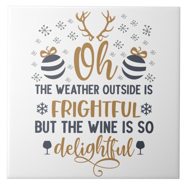 Weather Outside Is Frightful Word Art  Ceramic Tile (Front)