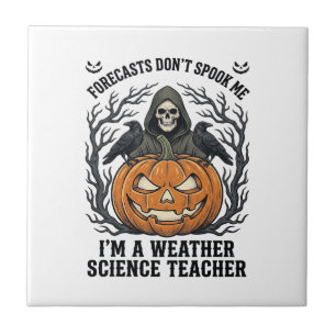 Weather Teacher Halloween Spooky Reaper Pumpkin De Ceramic Tile