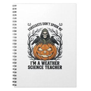Weather Teacher Halloween Spooky Reaper Pumpkin De Notebook