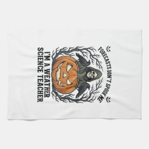 Weather Teacher Halloween Spooky Reaper Pumpkin De Tea Towel