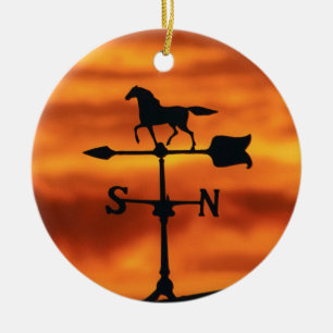 Weather Vane at Sunset Ceramic Ornament