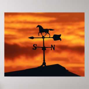 Weather Vane at Sunset Poster