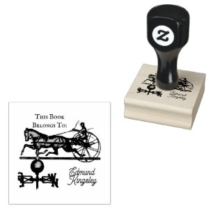 Weather Vane Man Horse Cart Vintage Illustration Rubber Stamp