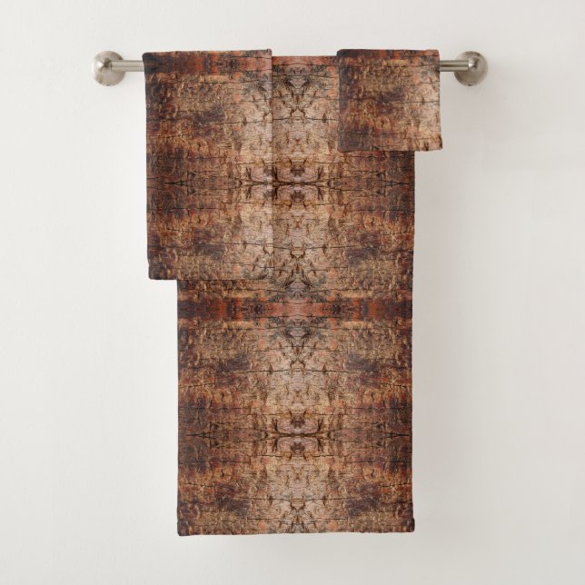 Weathered Aged Wood Photo Closeup Pattern Design Bath Towel Set (Insitu)