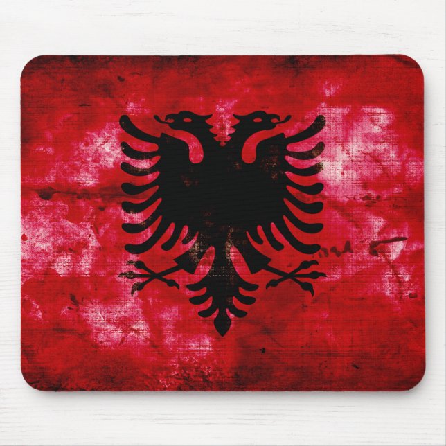 Weathered Albania Flag Mouse Pad (Front)