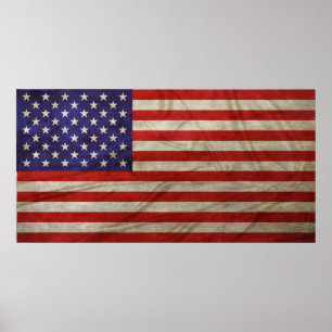 Weathered American Flag Poster