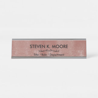 Weathered Antique Brass Gold + Blk Custom Desk Name Plate