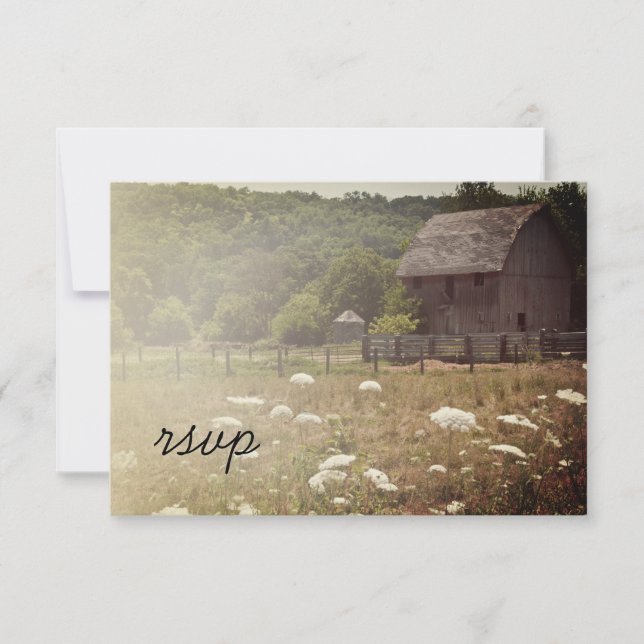 Weathered Barn Country Wedding RSVP Response Card (Front)