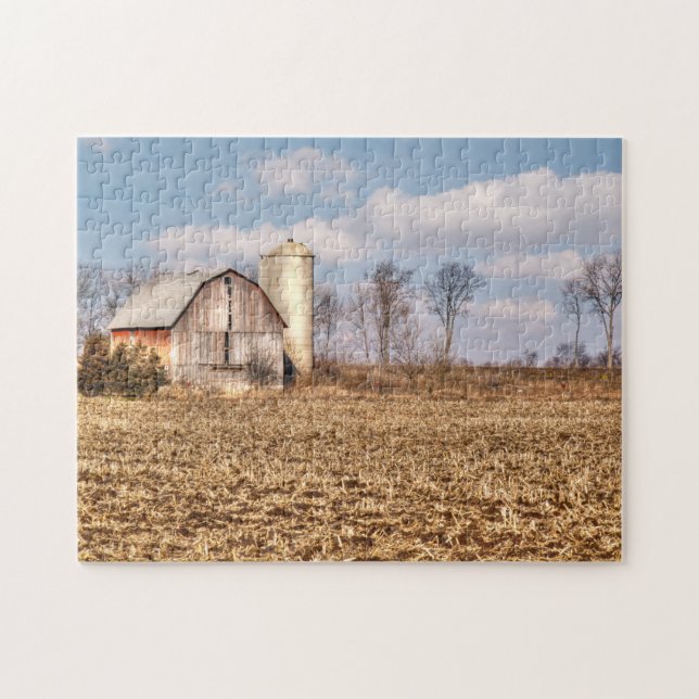 Weathered Barn & Silo in Cornfield Jigsaw Puzzle (Horizontal)