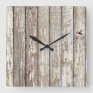 Weathered Barn Wood Square Wall Clock