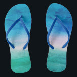 Weathered Beachy Blue Green Ocean Thongs<br><div class="desc">This design features a weathered ocean blue and green background. Click the customise button for options for adding text! Variations of this design, additional colours, as well as coordinating products are available in our shop, zazzle.com/store/doodlelulu. Contact us if you need this design applied to a specific product to create your...</div>