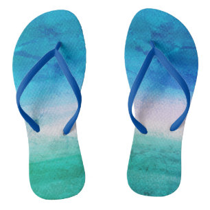 Weathered Beachy Blue Green Ocean Thongs