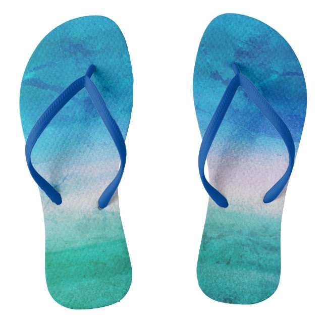 Weathered Beachy Blue Green Ocean Thongs (Footbed)