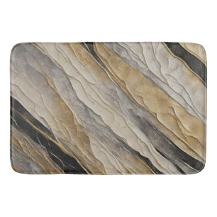 Weathered Black and Gold Stripe Bath Mat