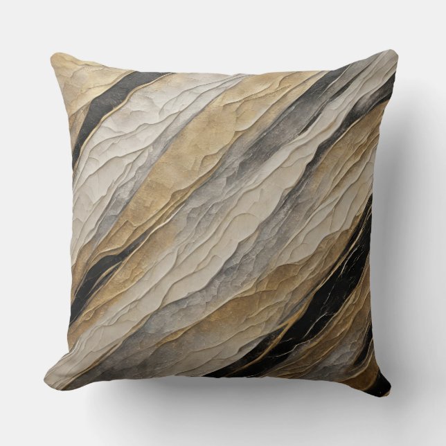 Weathered Black and Gold Stripe Cushion (Front)