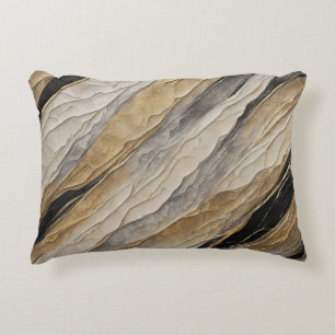 Weathered Black and Gold Stripe Decorative Cushion