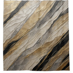 Weathered Black and Gold Stripe Shower Curtain