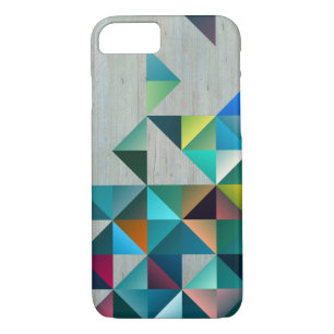 Weathered Blonde Wood Colourful Triangles iPhone 8/7 Case